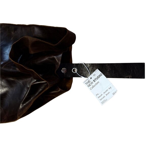 THE NEW STUDIO M02 GLOSSY TEXTURED BROWN Bag $437 NWT - Picture 7 of 8